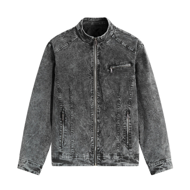 Herren Jeansjacke Modern mit Reißverschlusstaschen Schwarz