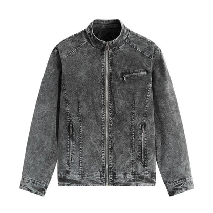 Herren Jeansjacke Modern mit Reißverschlusstaschen Schwarz