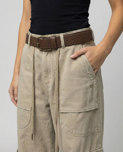 Damen Cargohose Lässig Palazzo Schnitt Große Taschen