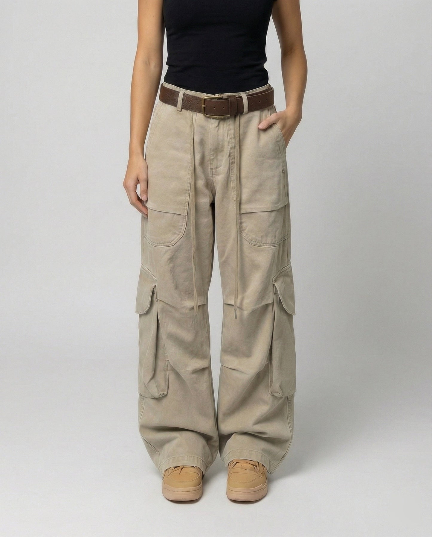 Damen Cargohose Lässig Palazzo Schnitt Große Taschen - BerlinGlamour