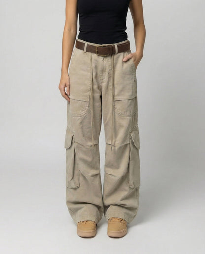 Damen Cargohose Lässig Palazzo Schnitt Große Taschen - BerlinGlamour