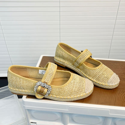 Damen Slipper Geblümt mit Strass Schnalle Comfort
