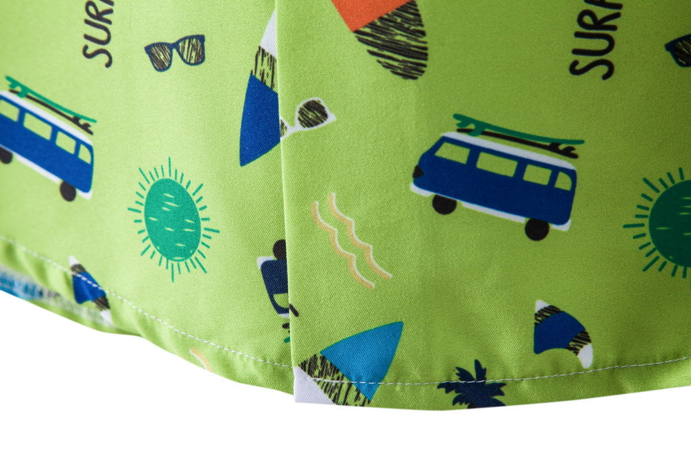 Herren Kurzarmhemd Surfdesign Lebhaft Knöpfe Modern
