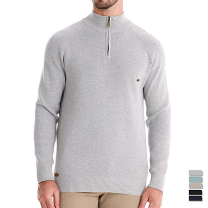 Herren Strickpullover Sportlich Halbzipp Reißverschluss - BerlinGlamour