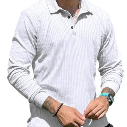 Herren Poloshirt Langarm Modern RippdesignSlimFit