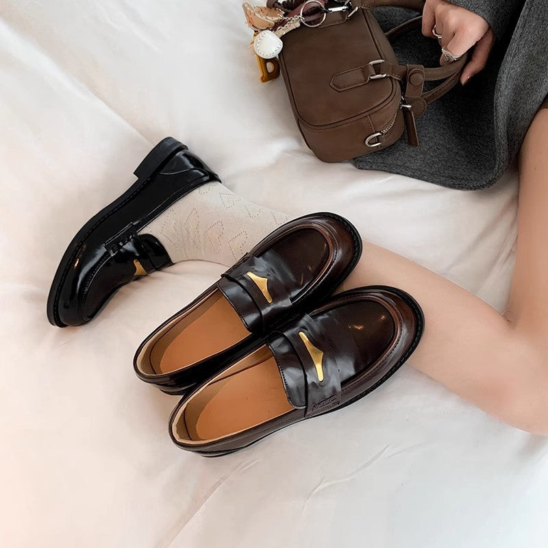 Damenschuhe Loafers Elegantes Leder mit Glanzoptik