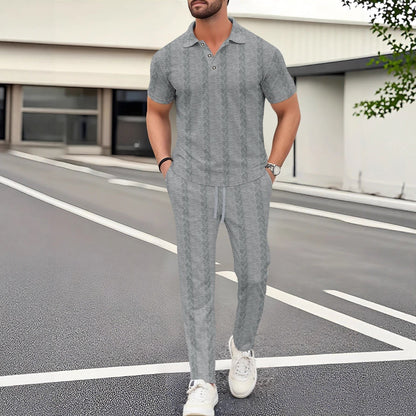 Herren Polo Jogger Set Modern Strukturiert