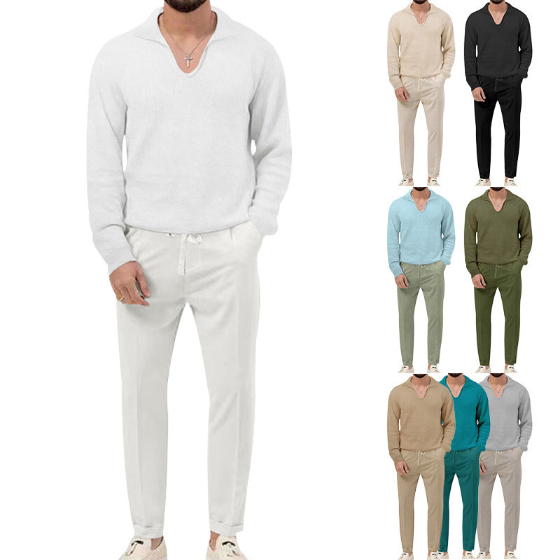 Herren Pullover V-Ausschnitt mit eleganten Hosen - BerlinGlamour