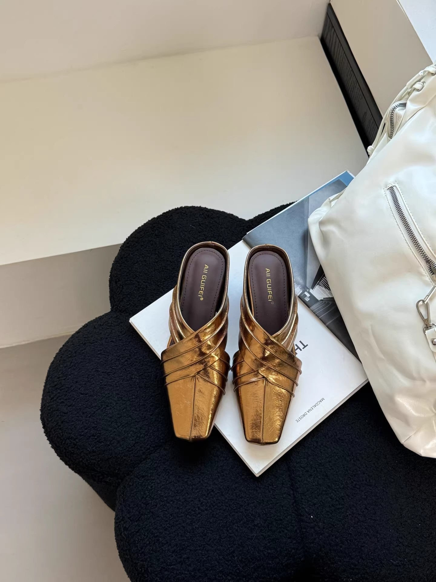 Damen Sandalen Elegante Slide Schuhe Mit Faltendesign