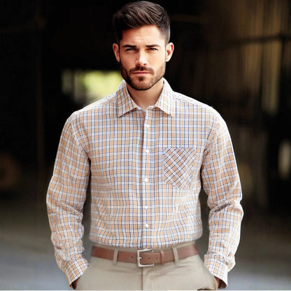 Herren Langarmhemd Modern Karo Design Elegant