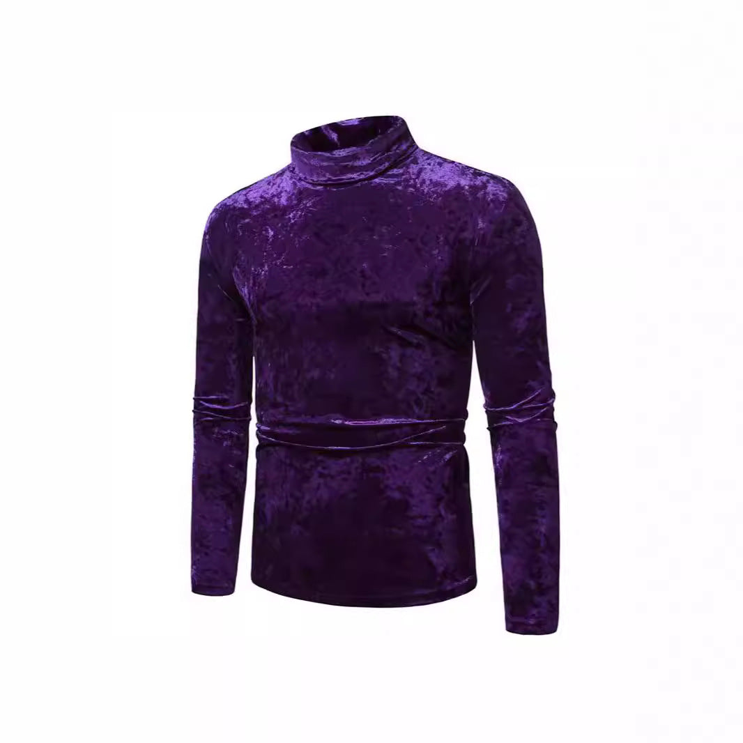 Herren Rollkragenpullover Weich Samt Elegant Modern