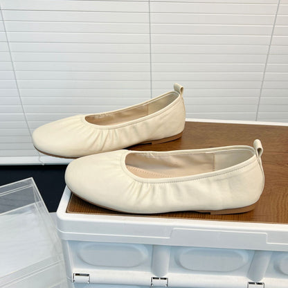 Damen Ballerinas Leder Elastisch Bequem Schuhe