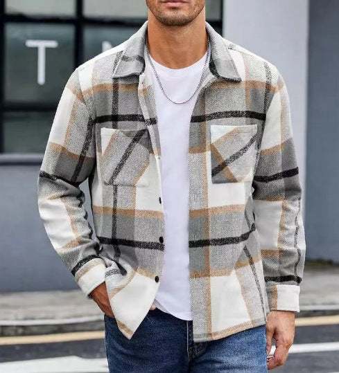 Herren Karo Hemdjacke Lässig Modern