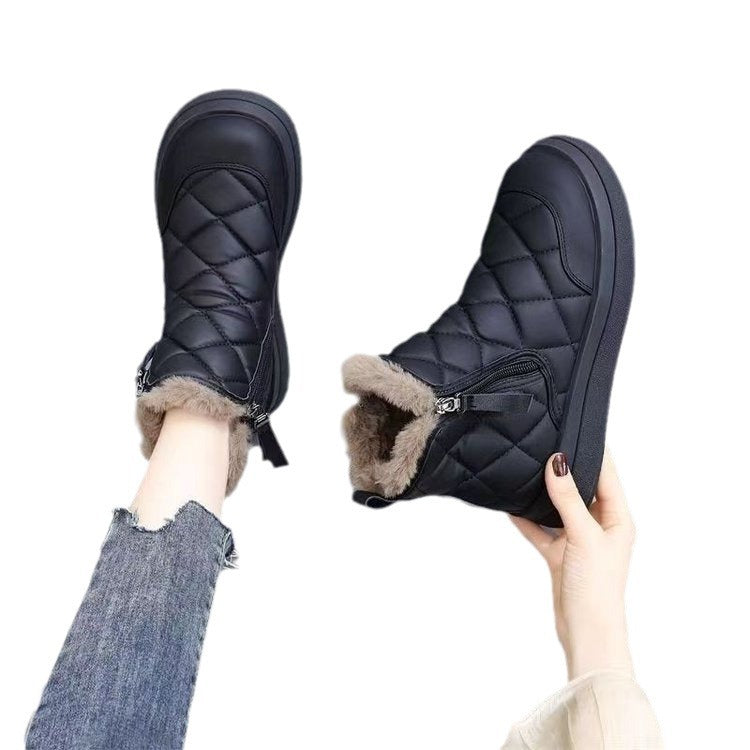 Damen Winterstiefel Gefüttert Warm mit Reißverschluss Flauschig