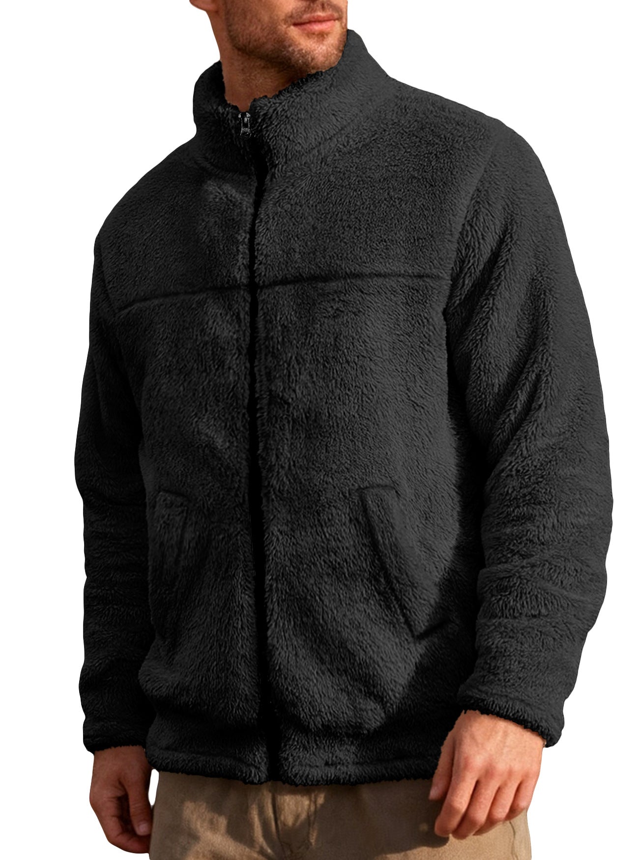 Herren Fleecejacke Weich Warm Hochkragen Outdoor