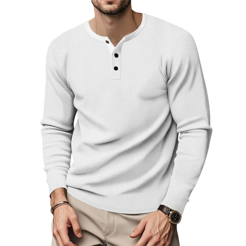 Herren Langarmshirt Elegant Knopfleiste Modern