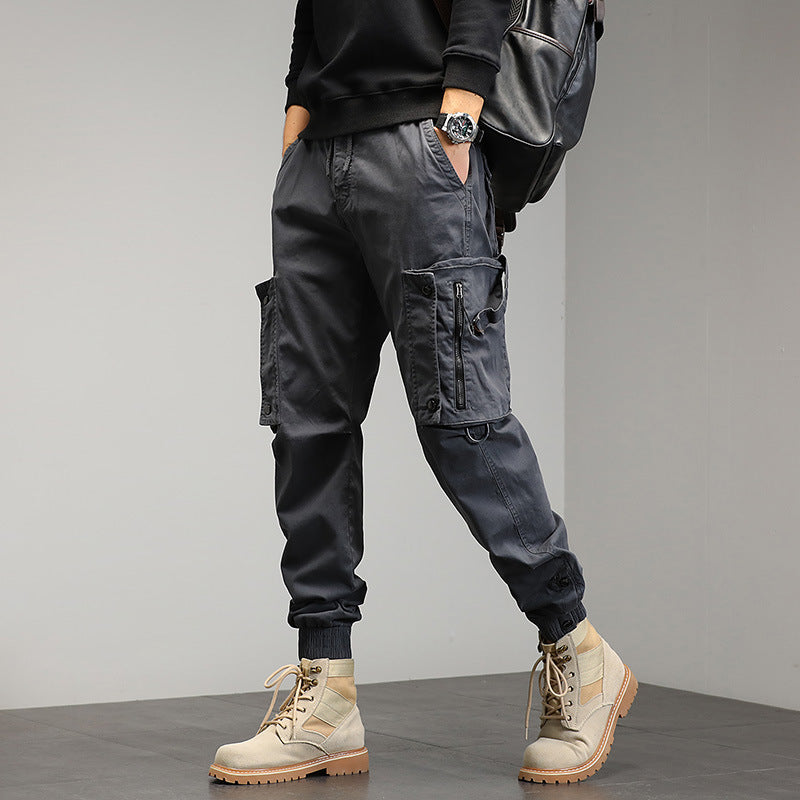 Herren Cargohose Elastisch Reißverschluss Taschen Modern