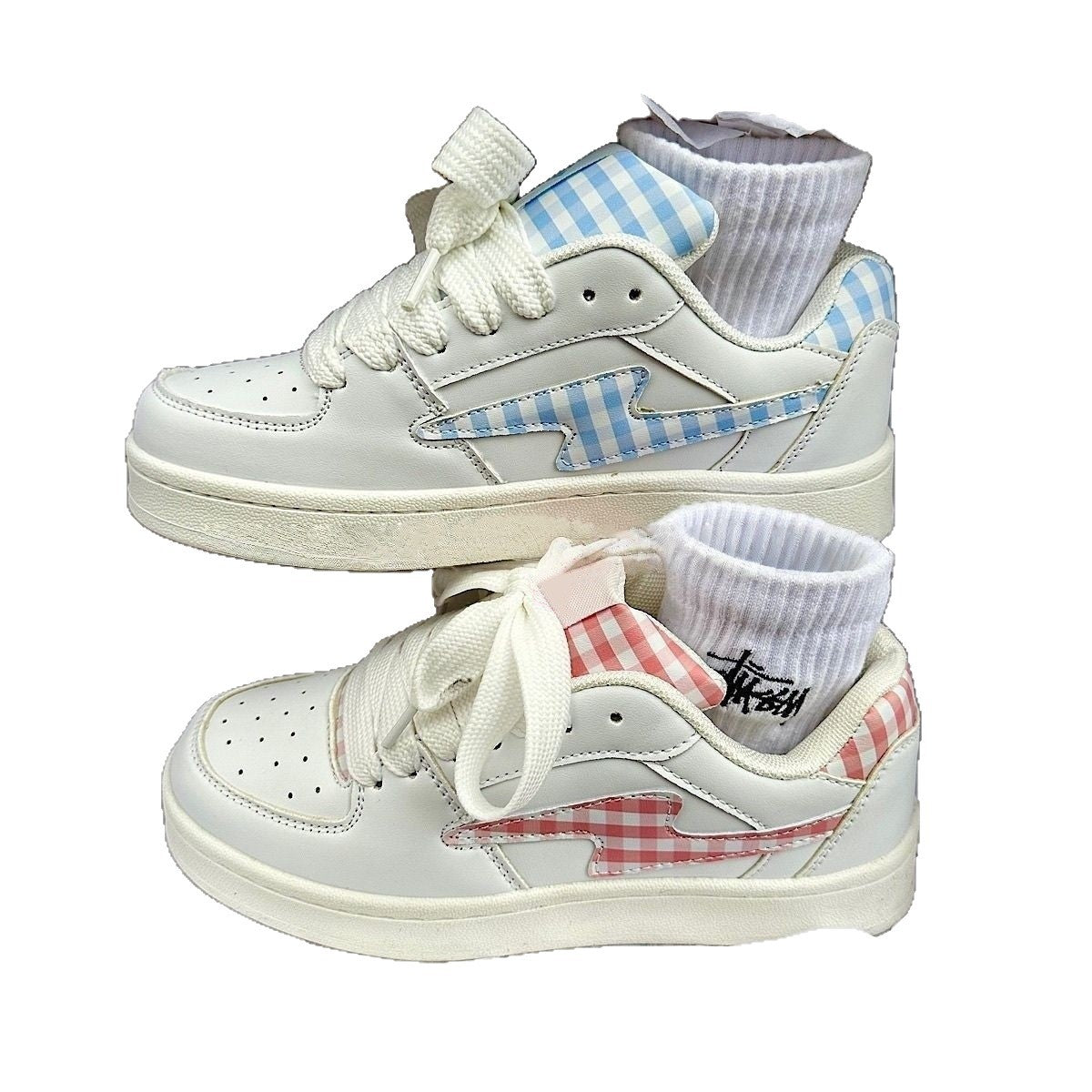 Damen Sneaker Sportlich Kariert Bequem