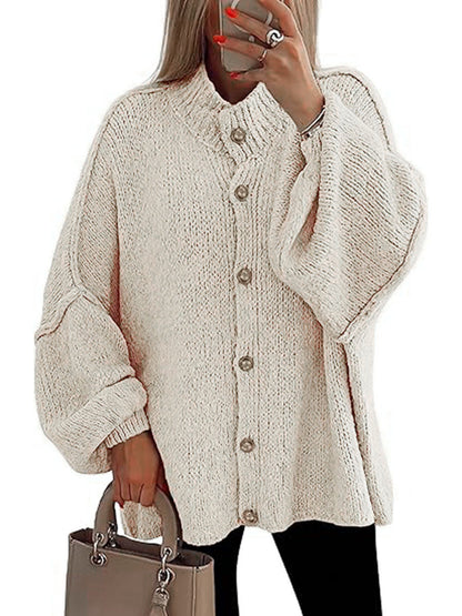 Große Damen Strickjacke Oversized Knopfverschluss