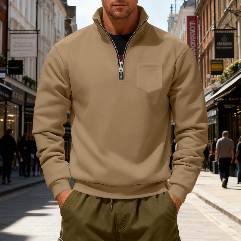 Moderner Herren Sweatshirt mit Reißverschluss und Tasche - BerlinGlamour