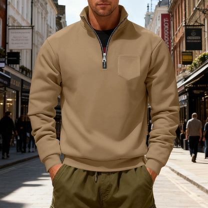 Moderner Herren Sweatshirt mit Reißverschluss und Tasche - BerlinGlamour