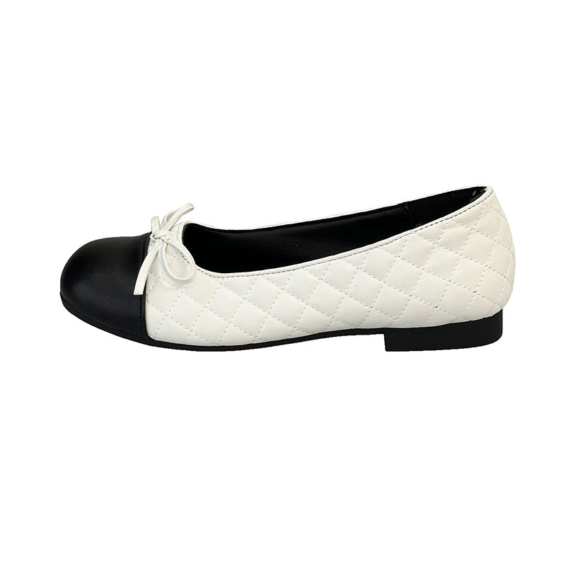 Damen Ballerinas Elegant mit Schleifendetail und Kontrastzehen