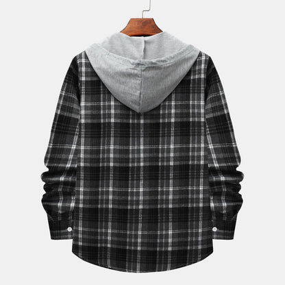 Herren Kapuzenjacke Karomuster Klassisch Modern
