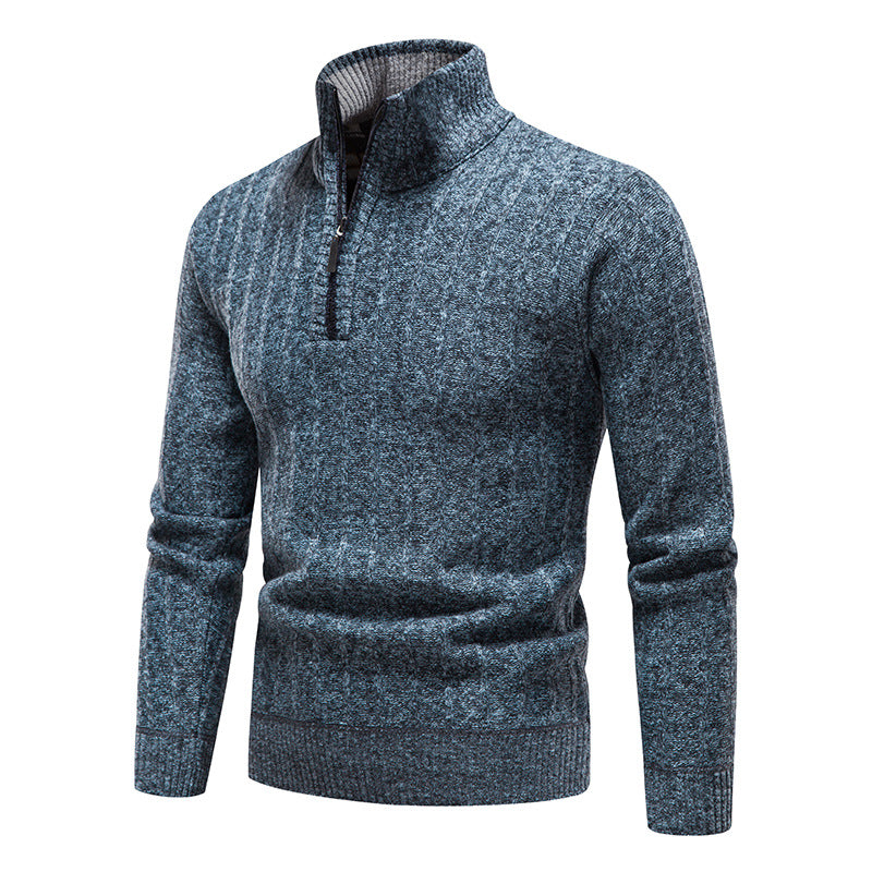 Herren Rollkragenpullover Modern Reißverschluss Pullover Schwarz