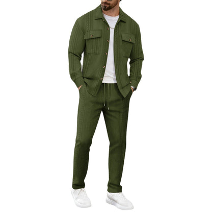 Herren Strickanzug-Set Reißverschluss Taschen Modern