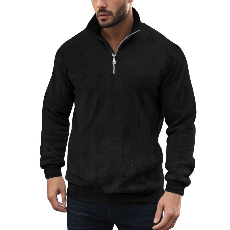 Herren Strickpullover Halbzipp Modern Strukturiert