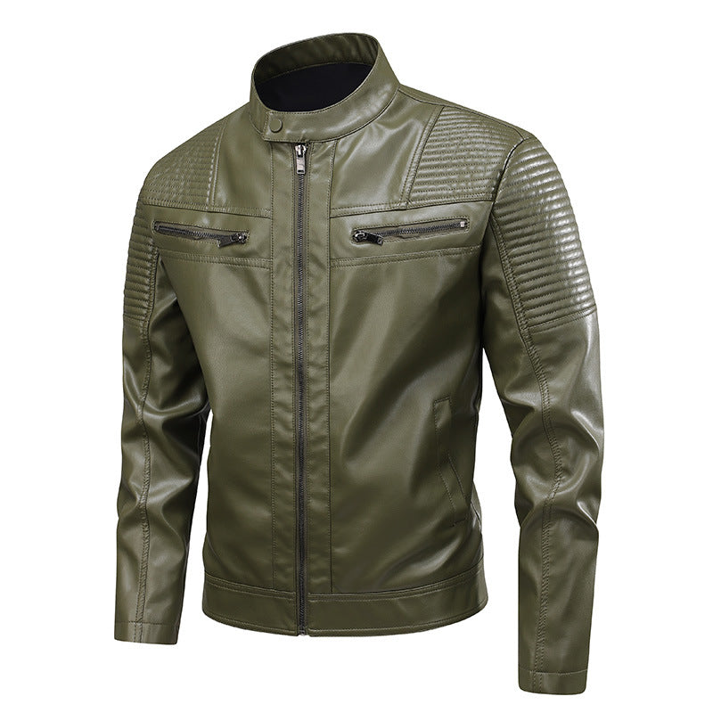 Leder Motorradjacke Herren Modern mit Nieten und Schutzpolster - BerlinGlamour