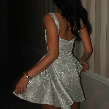 Glitzerkleid Damen A-Linie Berlin Chic Abendkleid