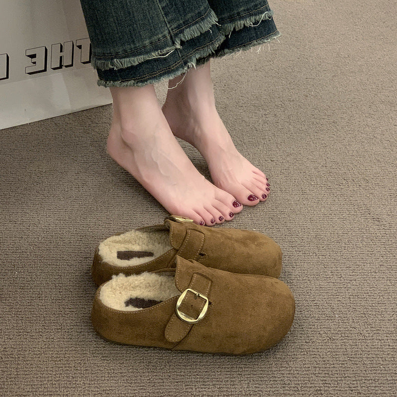 Damen Clogs Bequem Kuschelig Schnallenverschluss Modern