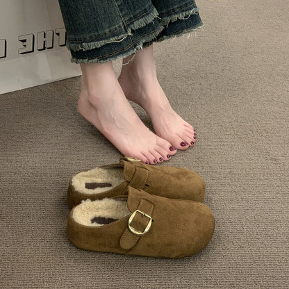 Damen Clogs Bequem Kuschelig Schnallenverschluss Modern