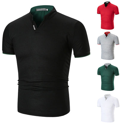 Herren Kurzarmhemd Modern Slim Fit Kontrast Kragen