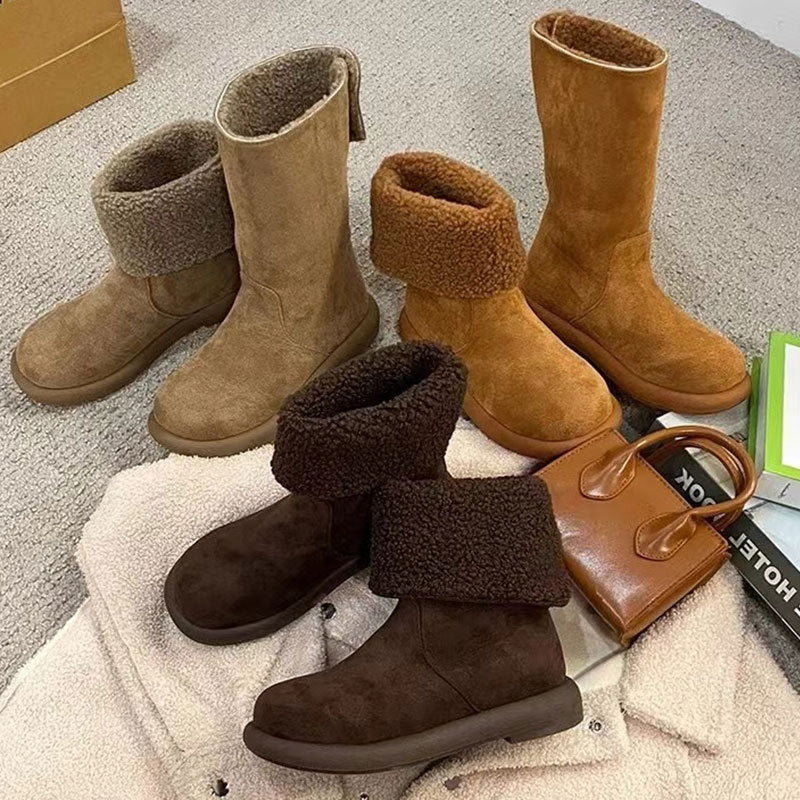 Damen Winterstiefel Warm Gefüttert Umschlagbarer Schaft - BerlinGlamour
