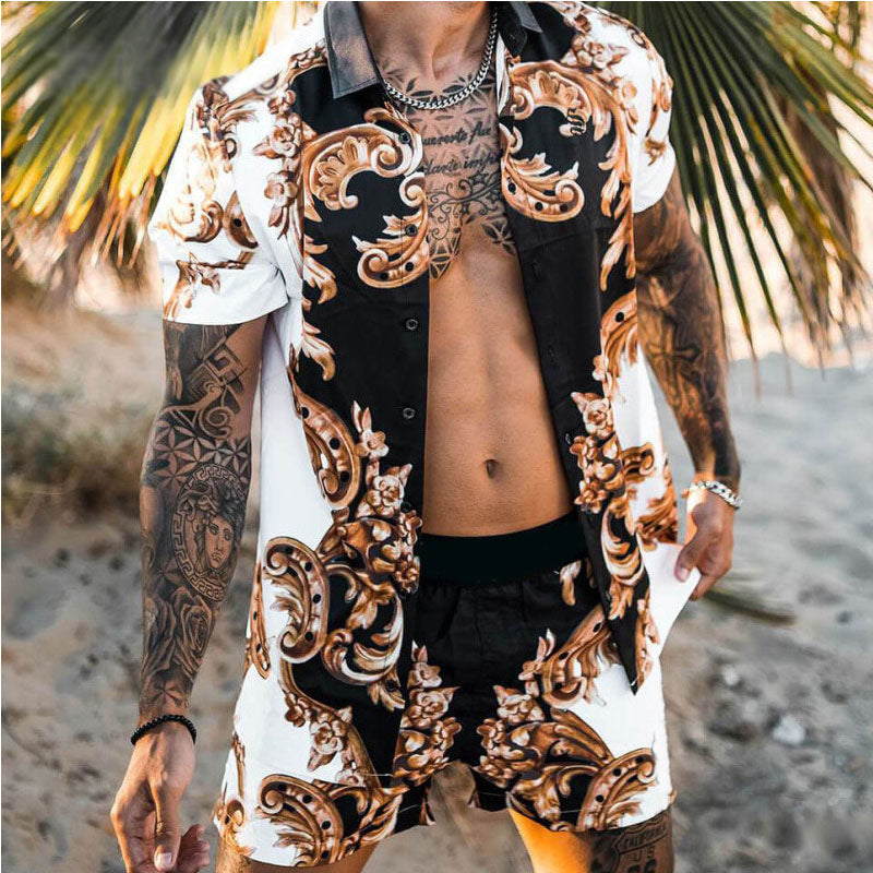 Herren Sommer Set Floral Gemustert Leicht Berlin Style