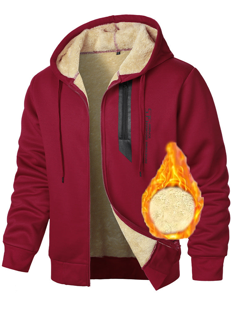 Herren Fleece-Jacke Warm Kapuzenjacke Mit Taschen