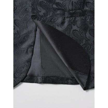 Herren Smoking Blazer Satin schwarz mit Muster Elegant