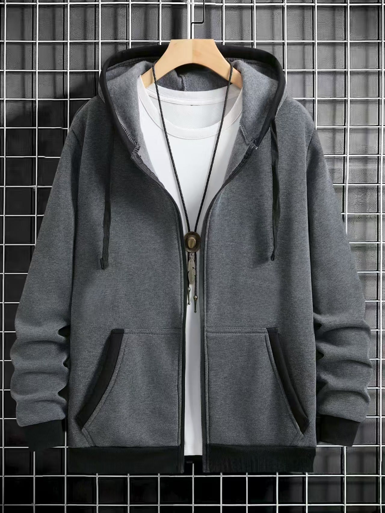 Herren Kapuzenpullover Reißverschluss mit Taschen Sportlich