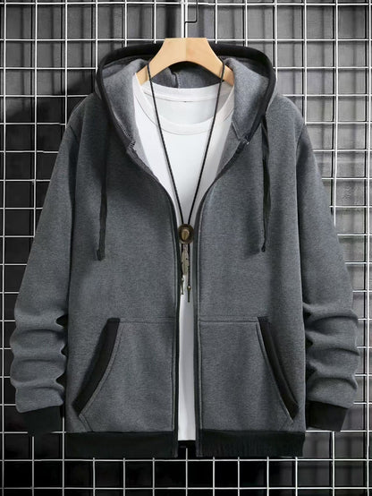 Herren Kapuzenpullover Reißverschluss mit Taschen Sportlich
