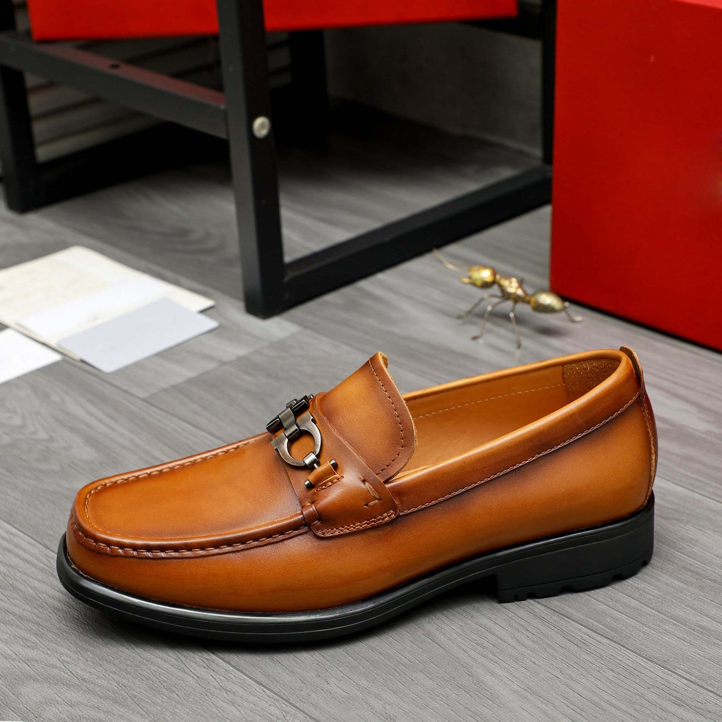 Herren Mokassins Metall Akzent Modern Lederschuhe