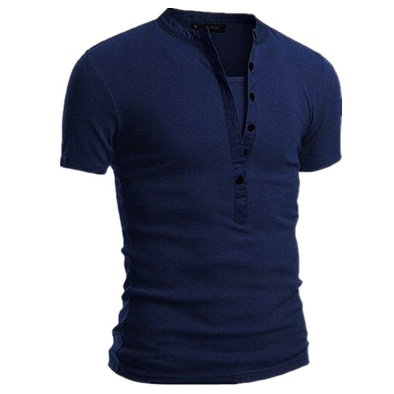 Herren Kurzarmshirt Modern mit Knöpfen und Steppkragen