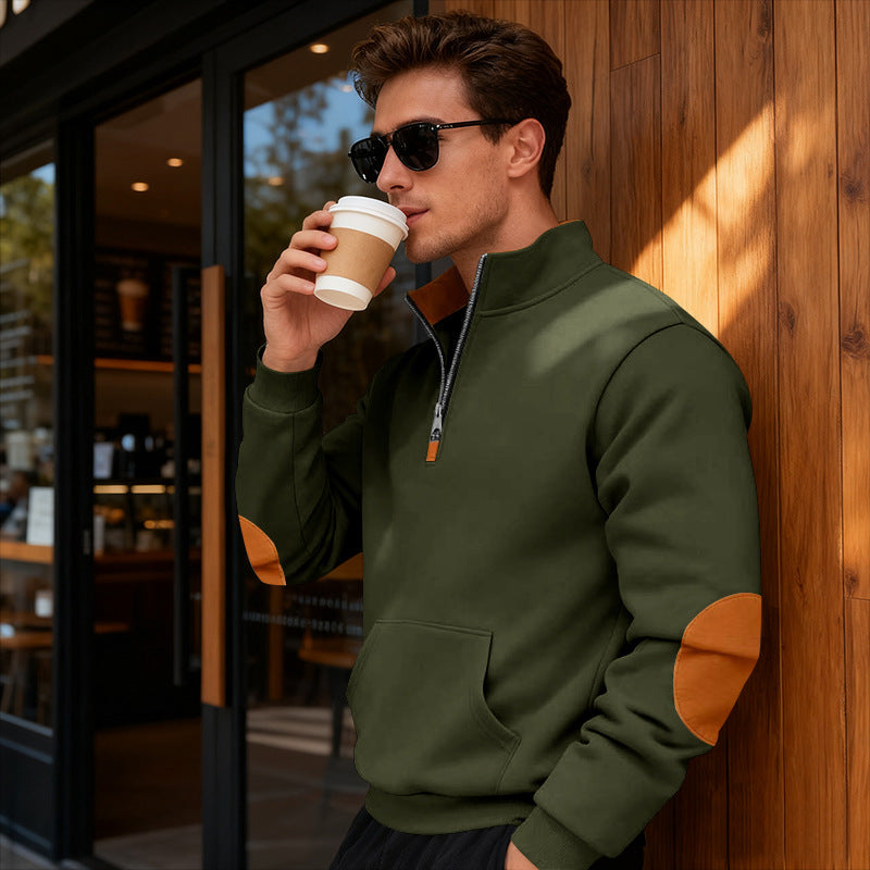 Sportlicher Herren Pullover Stehkragen Reißverschluss Modern