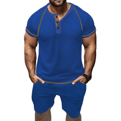 Herren Kurzarmshirt Modern Design Knopfdetail Schwarz - BerlinGlamour