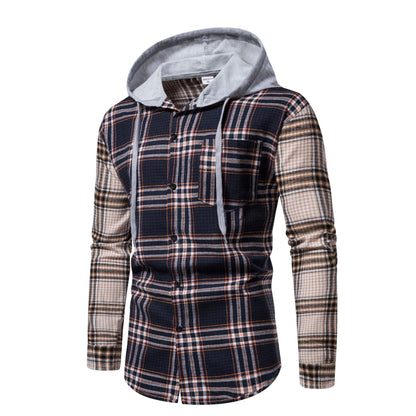 Herren Steppjacke Karomuster Modern Kapuze