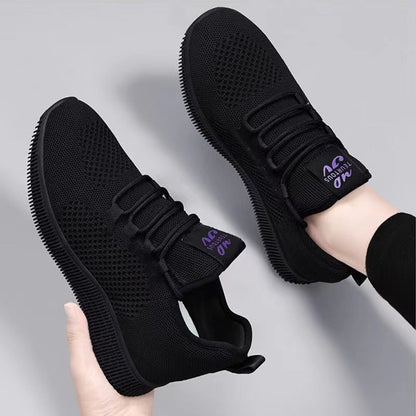 Damen Sneaker Sportlich Atmungsaktiv Lace Up Schwarz - BerlinGlamour
