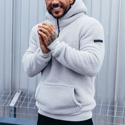 Herren Fleece-Pullover Kuschelig mit Kängurutasche Warm