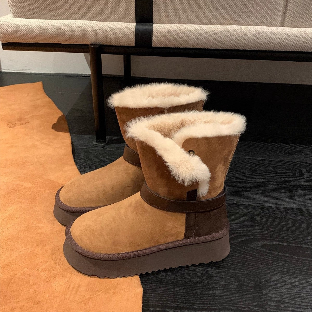 Damen Winterstiefel Warm Kuschelig mit Fellinnensohle
