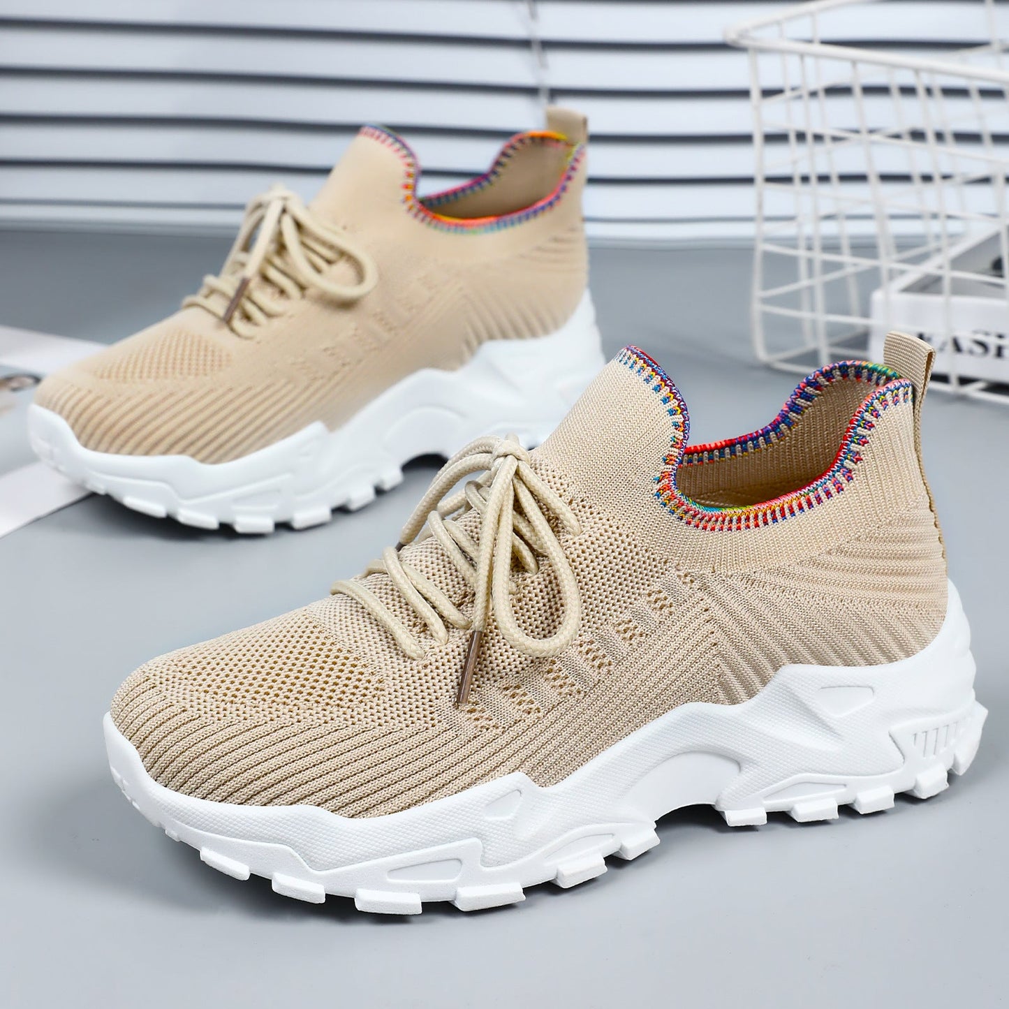 Damen Laufschuhe Bequem Elastisch Rutschfest Sneaker